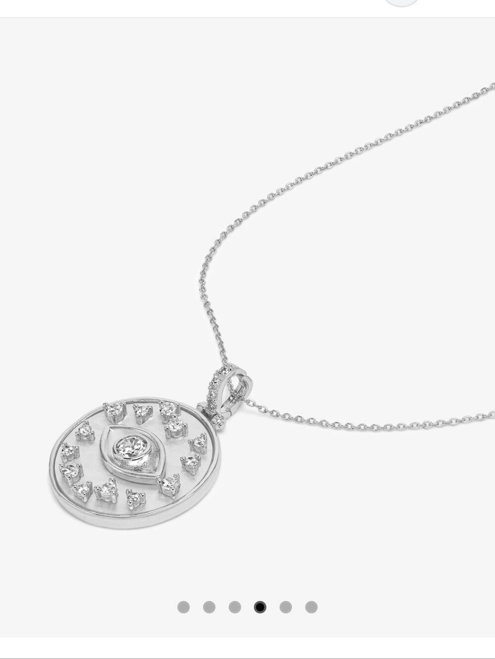 New! Melinda Maria Silver Evil Eye Medallion Necklace - Picture 2 of 4